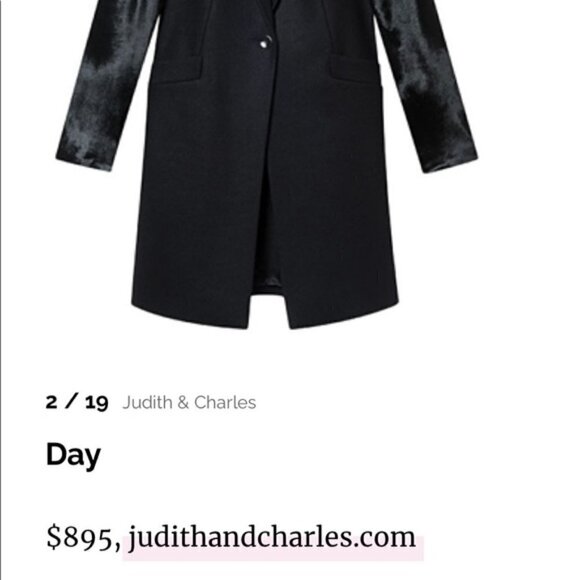 JUDITH & Charles | Manille Calf Hair Wool Coat Size 2 Black - Picture 13 of 13